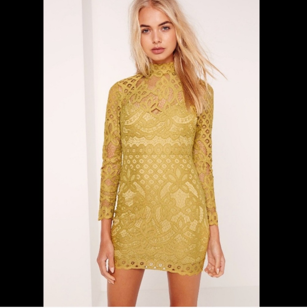 Missguided High Neck Lace Dress